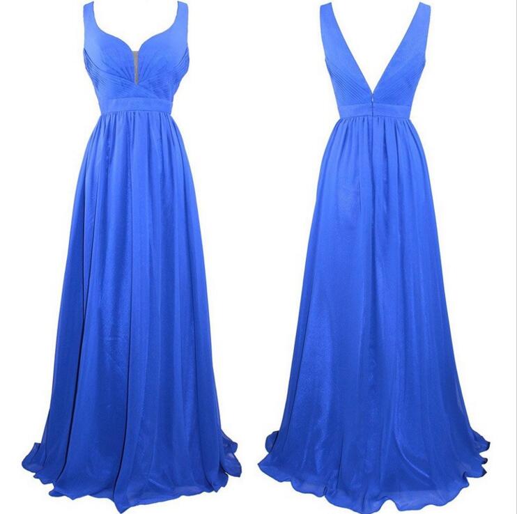 Charming Simple Blue Chiffon Beading Prom Dress,sexy Sleeveless Evening Dress,sexy Backless Prom Dress