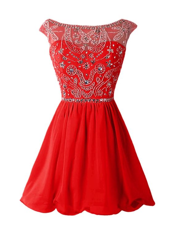 Red Homecoming Dress,beading Homecoming Dresses