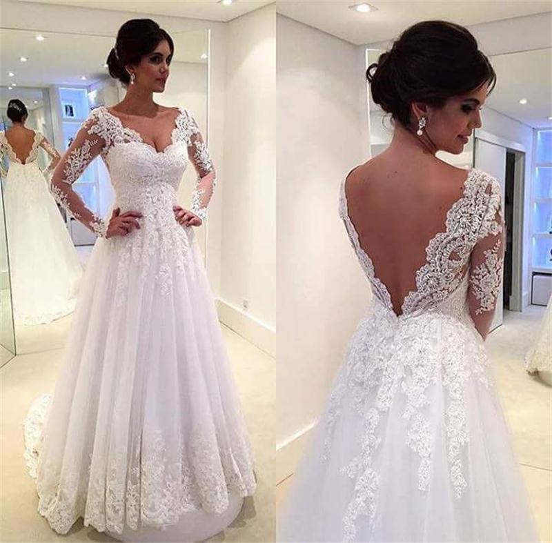 Off White Vintage Wedding Dresses with Sleeves