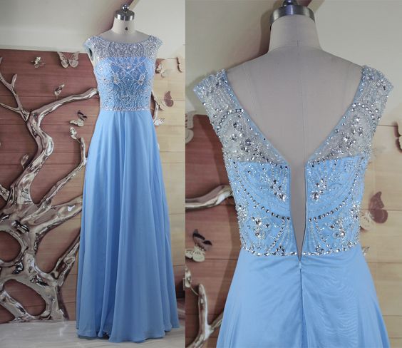 Charming Prom Dress,chiffon Prom Dress,long Prom Dresses,blue Prom Dress,evening Formal Dress,women Dress