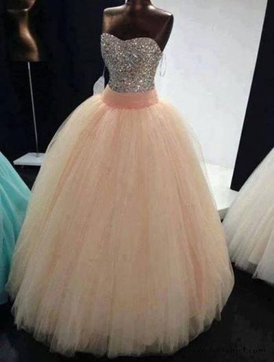 Beading Sweetheart Ball Gown Long Tulle Quinceanera Dress/prom Gown/prom Dress