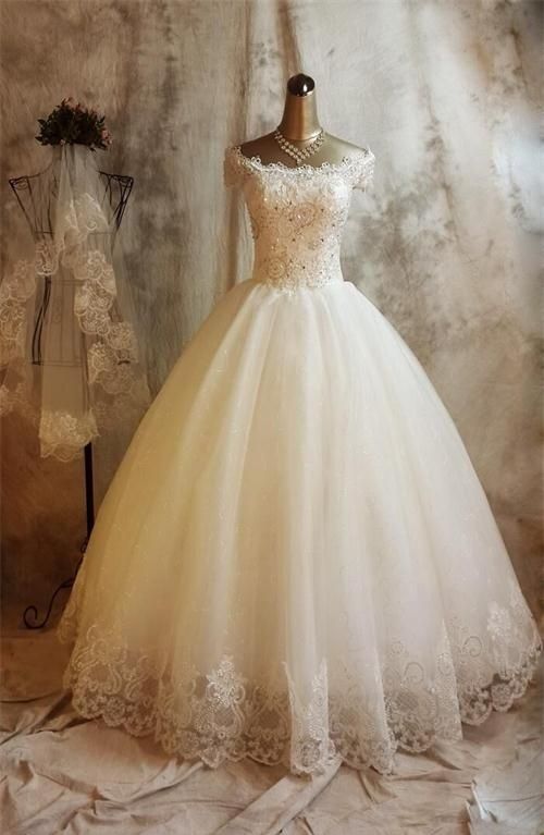 Long Ball Gown Lace Wedding Dresses,beaded Wedding Gowns,bridal Gowns