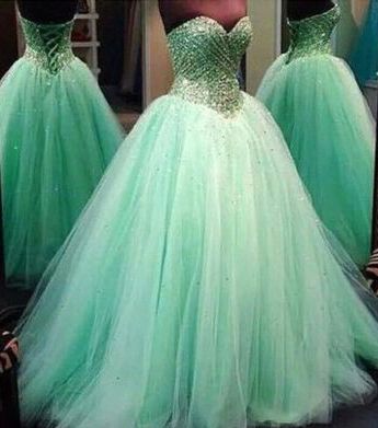 A Line Prom Dress,beading Prom Dress,sweetheart Homecoming Dress,chiffon Prom Dress,mint Ball Gown,lace Up Prom Dress,homecoming Dress For