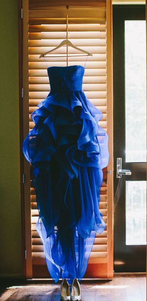 2016 Custom Charming Blue High-low Prom Dress,sexy Spaghetti Straps Evening Dress