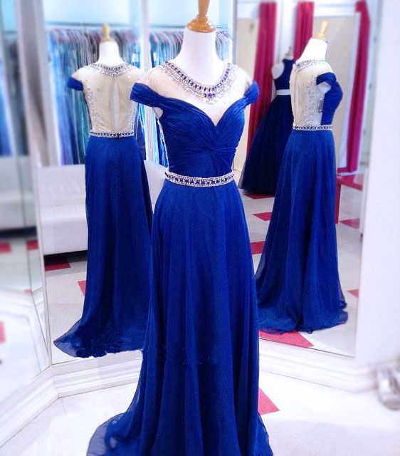 Navy Blue Tulle Mermaid Lace Appliques Prom Dresses PL520 | Promnova