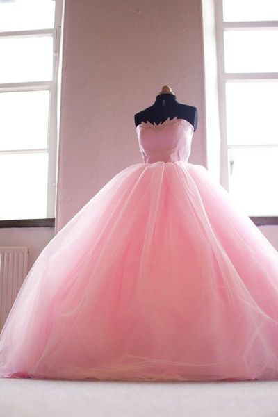 2017 Custom Charming Pink Chiffon Prom Dress,sexy Strapless Evening Dress