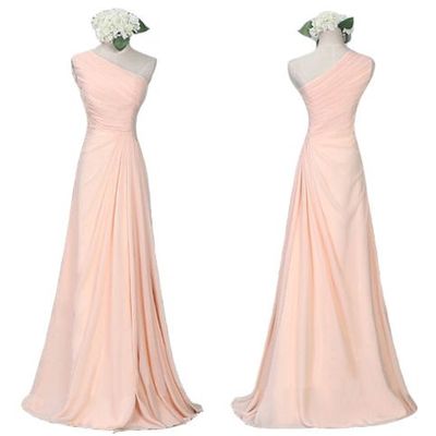 2017 Custom Charming Sexy Pink Prom Dress,one-shoulder Prom Dress,chiffon Evening Prom Dress