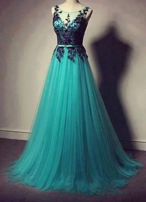 2017 Custom Made Baby Blue Lace Prom Dress,tulle A-line V-neck Prom Dress Ball Gown ,long Prom Dress