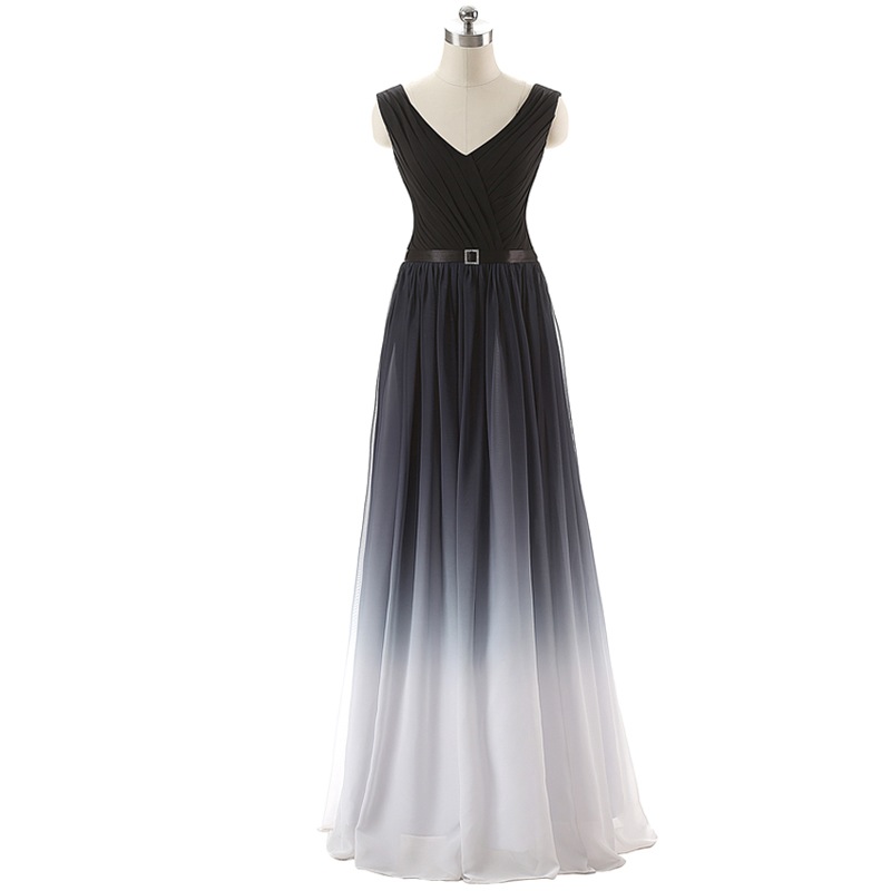 2017 Custom Made Charming Prom Dress,a-line Prom Dress,gradient Color Prom Dress,chiffon Prom Dress,brief Evening Dress