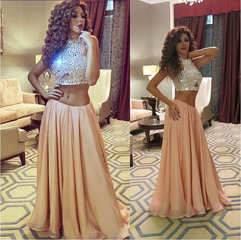 2017 Custom Made High Quality Prom Dress,two Pieces Prom Dress,beading Prom Dress,sweetheart Prom Dress, Charming Prom Dress