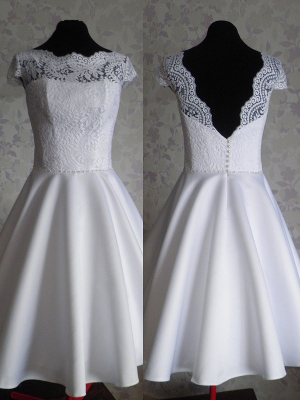 2017 Custom Made Charming White Wedding Dress,short Sleeves Lace Bridal Dress,sexy Backless Wedding Dress