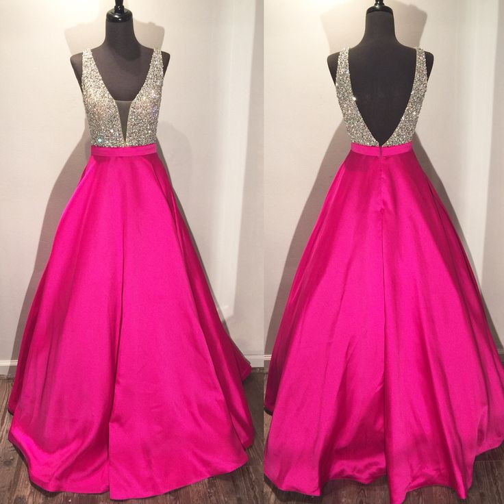 2017 Custom Made Charming Beading Prom Dress,sexy Deep V-neck Evening Dress, V- Back Prom Dress
