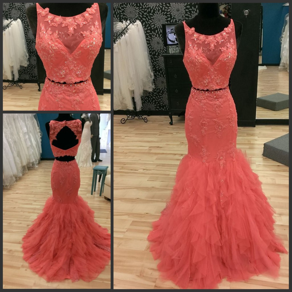 2017 Custom Made Charming Pink Prom Dress, Two Pieces Evening Dress, Beading Prom Dress,sexy Back Hole Evening Dress
