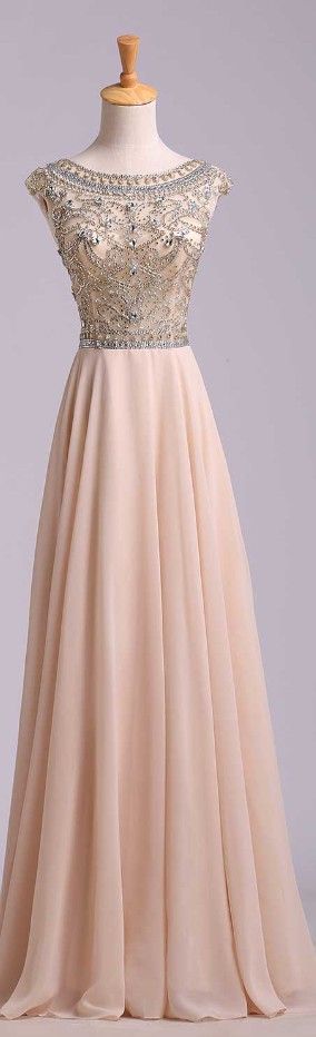 2017 Custom Made Charming Chiffon Prom Dress,shining Beading Evening Dress,sleeveless Prom Dress