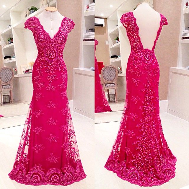 Classy Lace Prom Dress,beading Sleeveless Evening Dress,backless Party Dress,2017 Custom Made