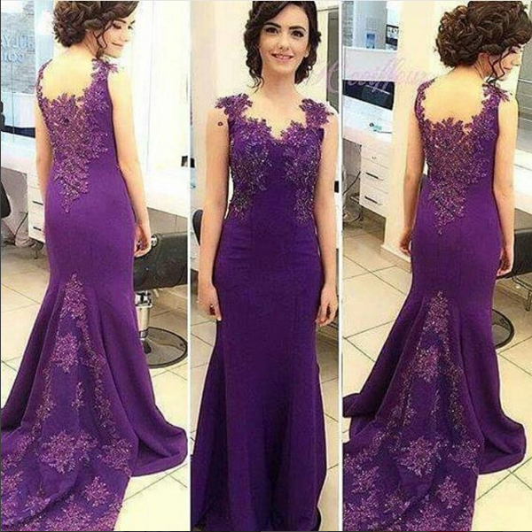 2017 Custom Charming Purple Lace Prom Dress,beading Evening Gown,sleeveless High Quality Party Dress
