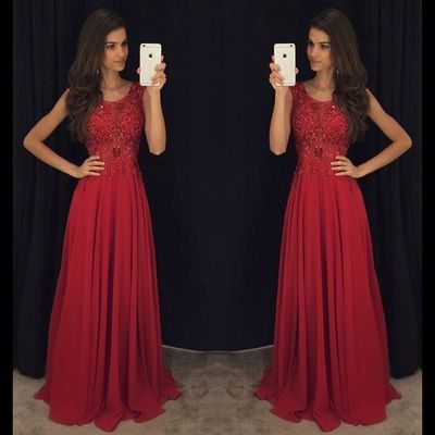 2017 Custom Made Red Chiffon Prom Dress, Beading Evening Dress, Sleeveless Party Dress,Chiffon Prom Dress,High Quality