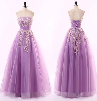 2017 Custom Made Lavender Appliques Prom Dress,sweetheart Evening Dress,sleeveless Party Gown,floor Length Lace Up Pegeant Dress, High Quality