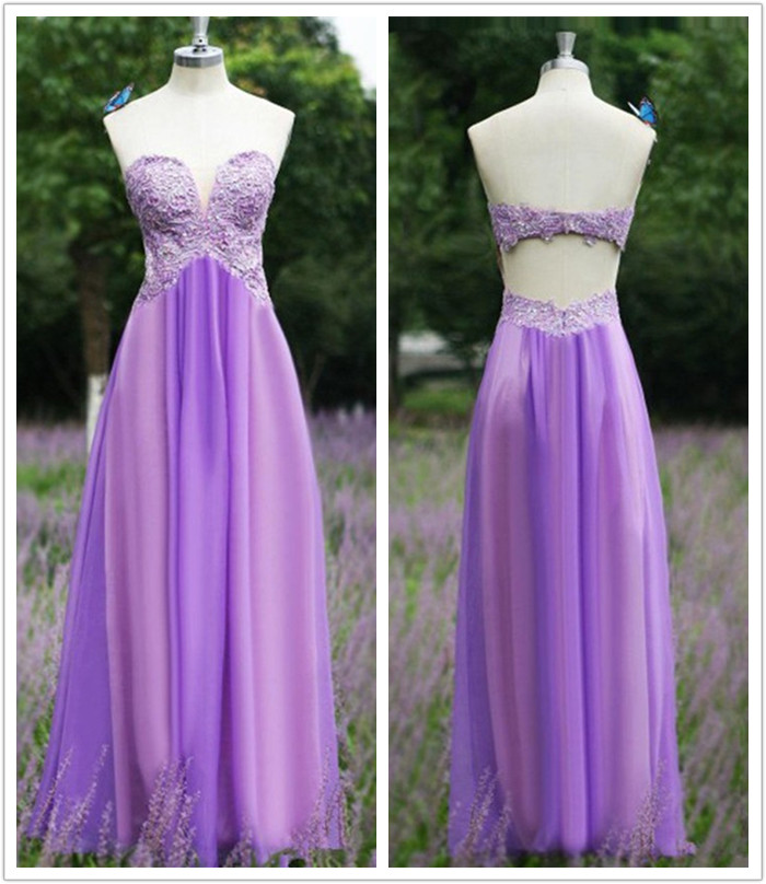 2017 Custom Made Lavender Prom Dress,sweetheart Evening Dress,backless Party Gown,floor Length Pegeant Dress, High Quality