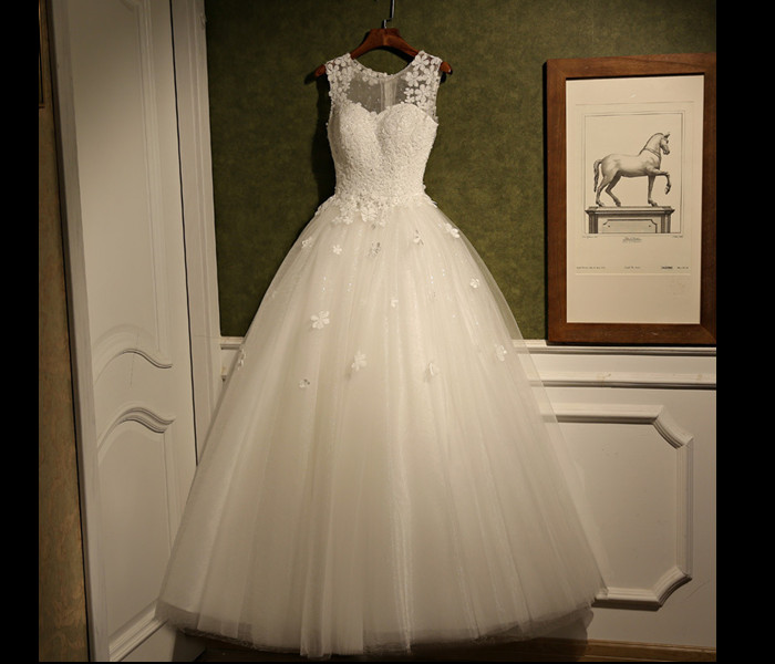 2017 Custom Made Wedding Dress Romantic Wedding Dress Appliques Wedding Dress Wedding Dress Scoop Wedding Dress White Wedding Dress,high Quality