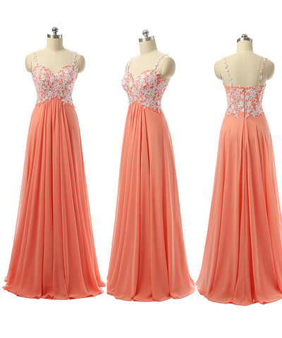 Lace Appliqués Sweetheart Shoulder Straps Floor Length A-line Bridesmaid Dress