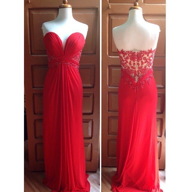2017 Custom Made Red Chiffon Prom Dress,sexy Sweetheart Beading Evening Dress,floor Length Party Dress,high Quality