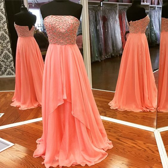 2017 Custom Made Chiffon Prom Dress,sexy Strapless Evening Dress,floor Length Party Dress,high Quality