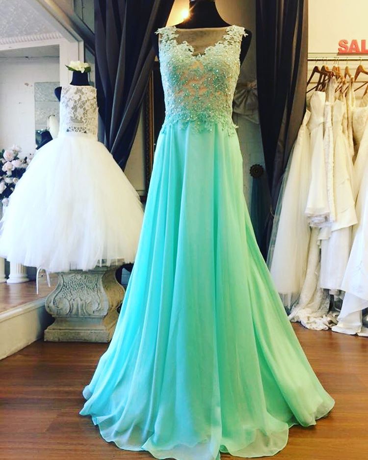 Prom Dresses,prom Dress,mint Green Illusion Sheer Back Prom Dress , Formal Gown With Lace Appliques,cute Cocktail Dress, Formal Occasion