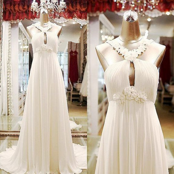 Pretty Simple Ivory Long Prom Dresses, Simple Wedding Dresses, Simple Formal Dresses,chiffon Gril Dresses