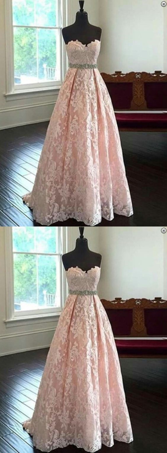 Blush Pink Prom Dress,long Prom Dress,lace Prom Dress,sweetheart Evening Dress,evening Gown 2017