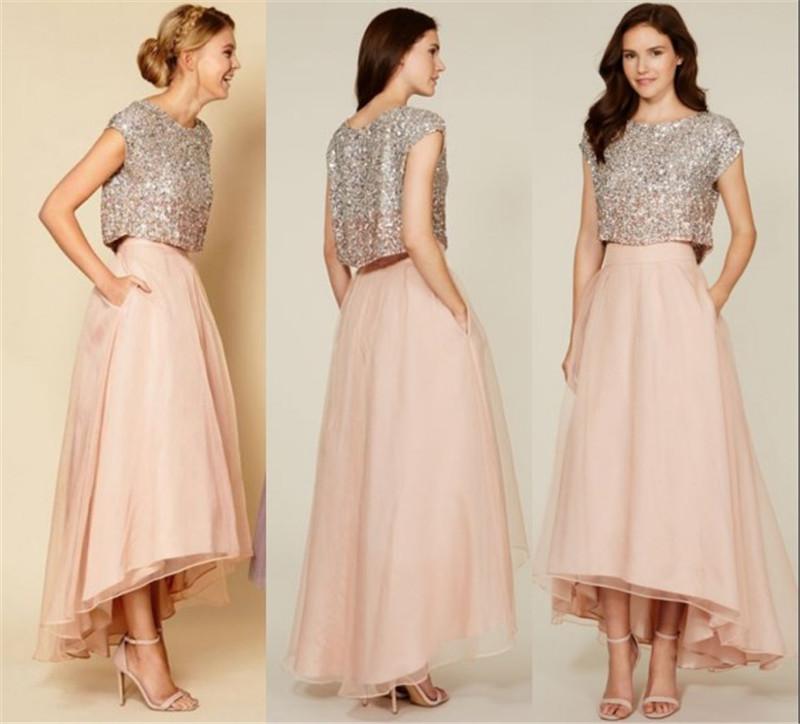 Shining Two Piece Prom Dress Women Clothing Pink Shining Two Piece Prom Dress Women Clothing Pink Homecoming Dresses Party On Luulla