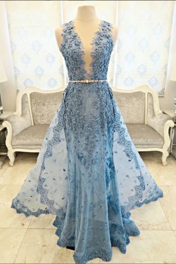 lace blue gown