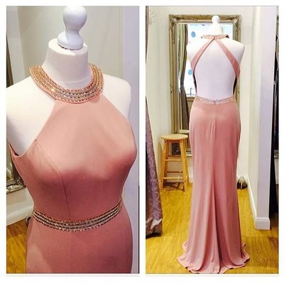 Gorgeous Mermaid Long Pink Prom Dresses Evening Dresses With Open Back