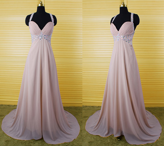 High Quality Prom Dress,a-line Prom Dress,chiffon Prom Dress,v-neck Prom Dress, Charming Prom Dress