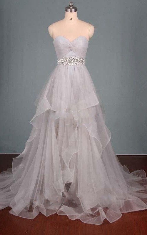 White Layered Prom Dress
