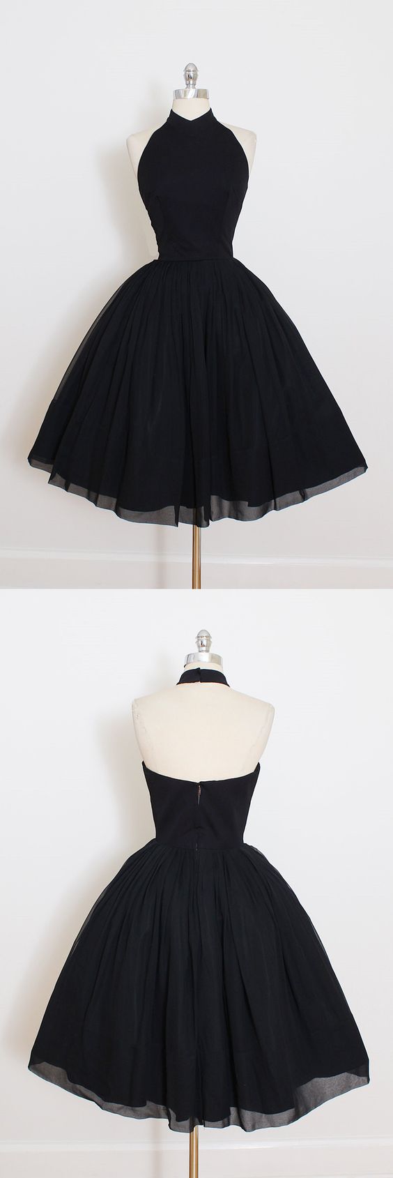 2017 Custom Made Black Chiffon Prom Dress,halter Homecoming Dress,short Mini Party Dress,high Quality