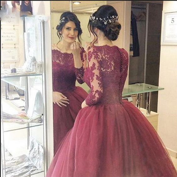 2022 Custom Made Lace Prom Dress,long Sleeves Dress,floor Length Party Dress,high Quality