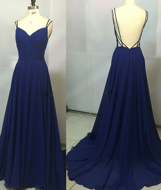 2017 Custom Made Royal Blue Prom Dress,spaghetti Straps Party Dress,sleeveless Party Dress,high Quality