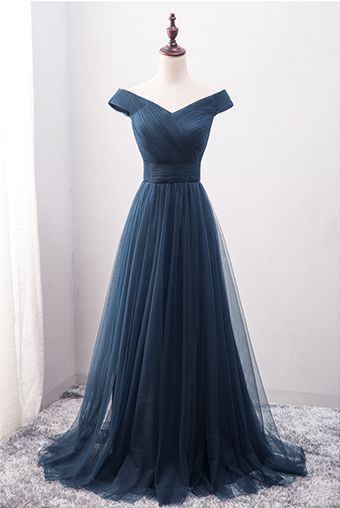 Navy Blue Prom Dress,off The Shoulder Prom Dress,custom Made Evening Dress,2017 High Quality.