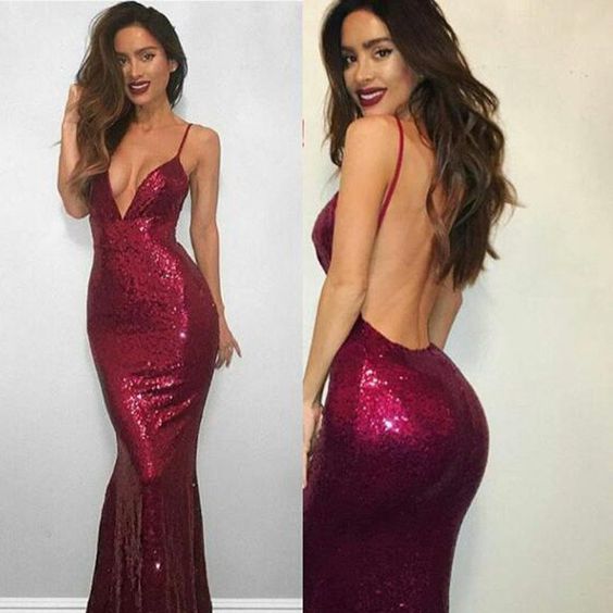 backless sequin dress long