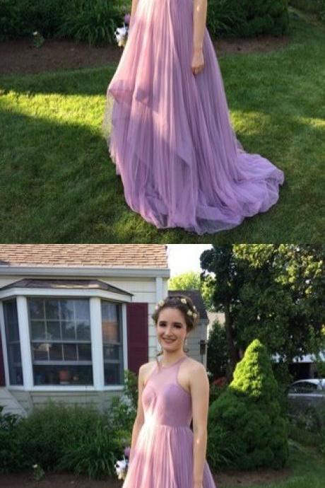 Charming A-line Round Neck Long Prom Evening Dress