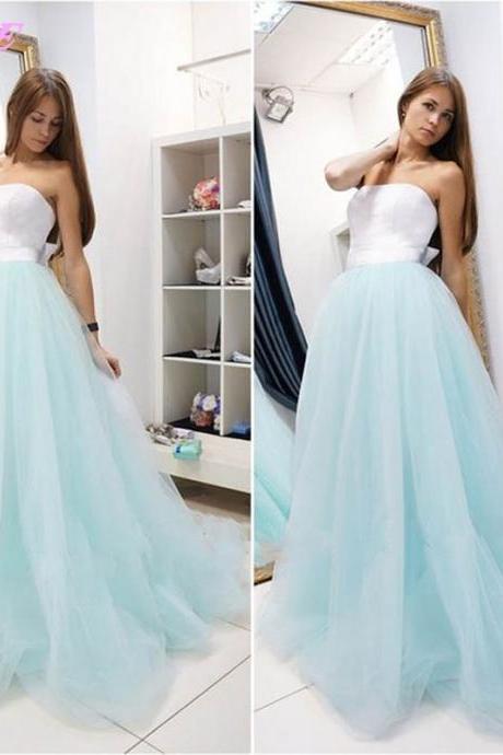 Strapless Prom Dresses,Sky Blue Prom Dresses,Simple Prom Dresses,Formal Gown,Long Prom Dresses,Women Dresses
