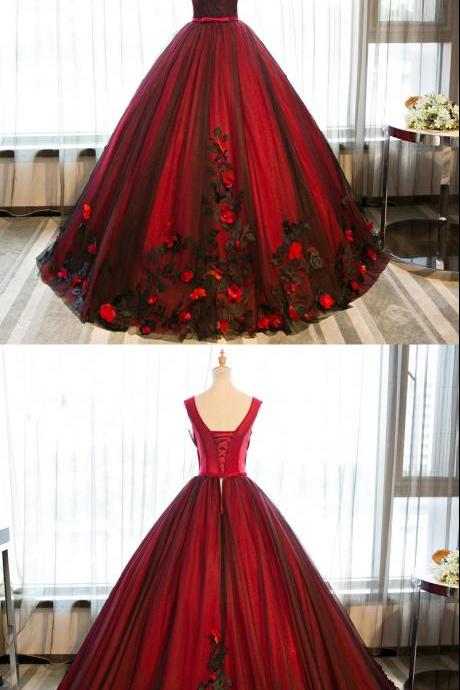 Red Prom Dresses Princess Quinceanera Dresses Modest Evening Dresses Ball Gown Lace Up Prom Gowns
