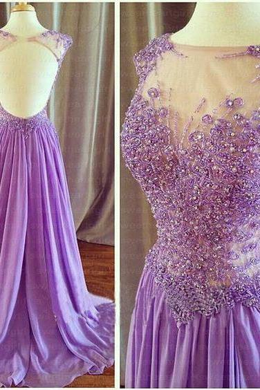 Charming A-line Backless Beaded Appliques Long Prom Dresses, Formal Dress,evening Dress,long Party Homecoming Pageant Dress