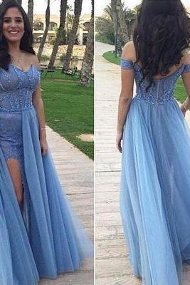 Blue Prom Dress,long Prom Dress,off Shoulder Prom Dress,charming Prom Dress,2017 Prom Dress