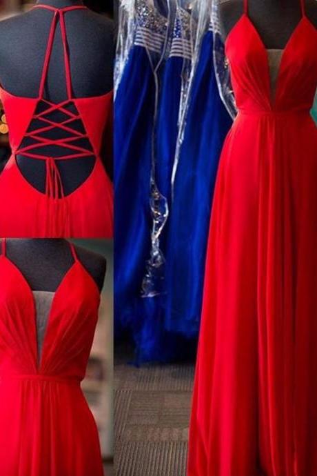 Chiffon Prom Dresses, A-line Spaghetti Straps Floor-length Chiffon Prom Dress/evening Dress