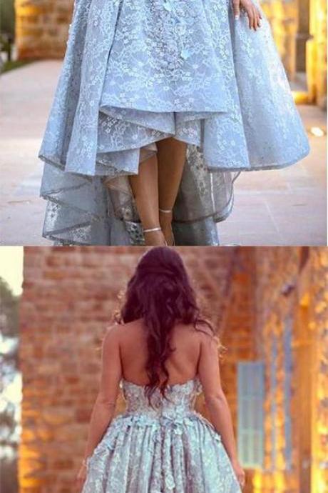 Cheap Lace Sweetheart High Low Ball Gown Prom Dresses For Teens,Graduation Dresses 10082