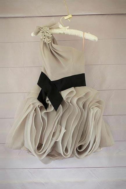 Cute Champagne Short Prom Dress, Bridesmaid Dress