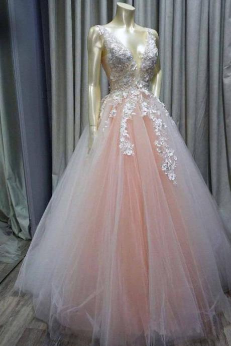 Lavender Tulle Princess Plunge V Neck Formal Dress Puffy Prom Dress,pl0100