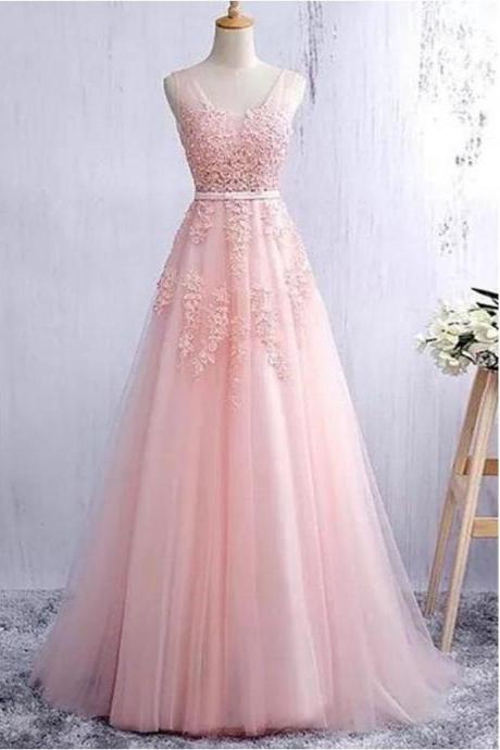 Pink Prom Dress A-line Party Senior Graduation Formal Gown,pl0121